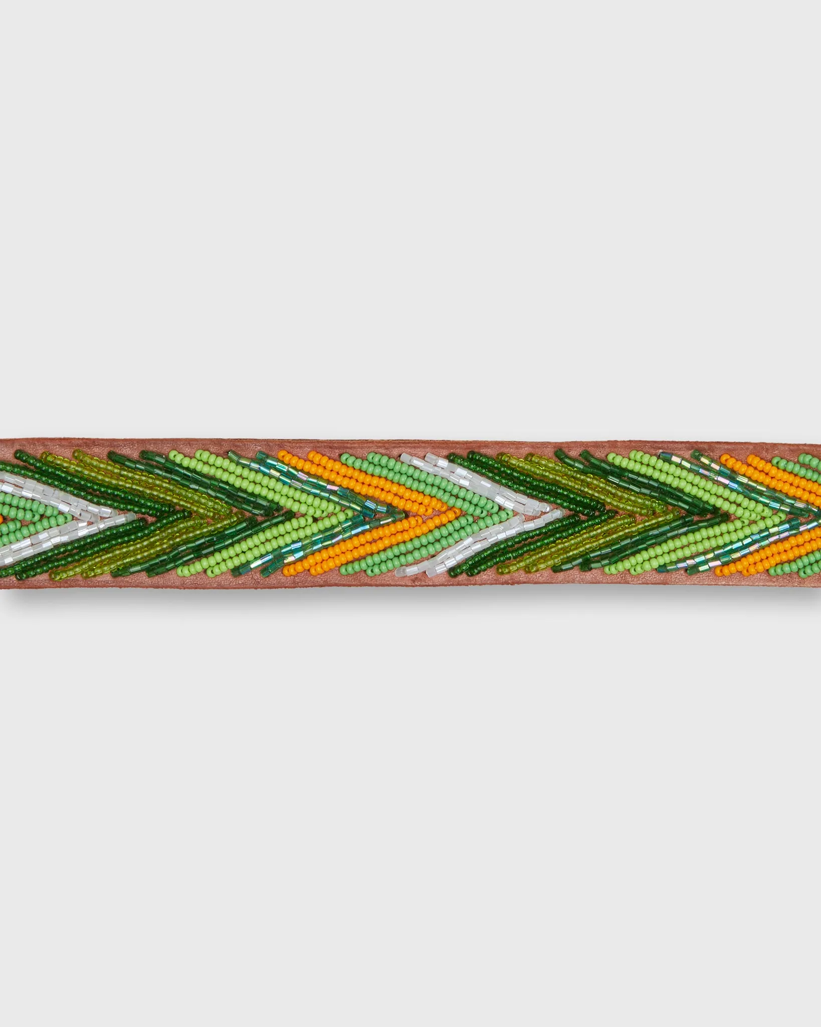 1.25" African Beaded Belt in Mango/Green Arrow