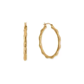 14 Karat Gold Plated Bamboo Hoop Earrings-M H W ACCESSORIES