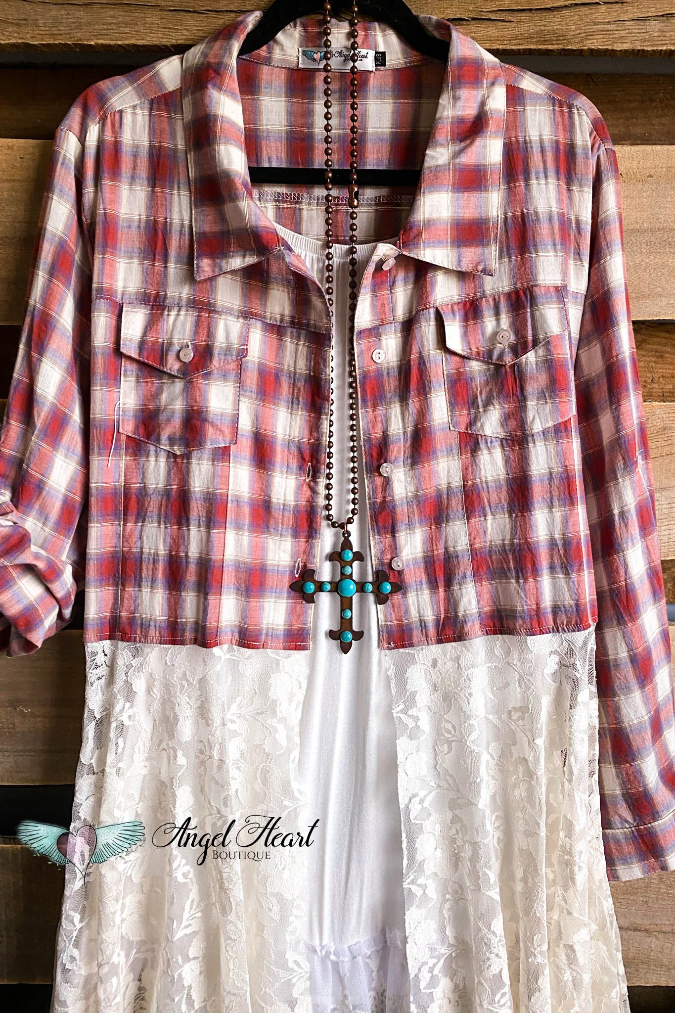 AHB EXCLUSIVE: Forever Dreaming Cardigan - Cherry/Plaid - 100% COTTON