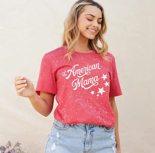 All American Mama Graphic Tee- Red