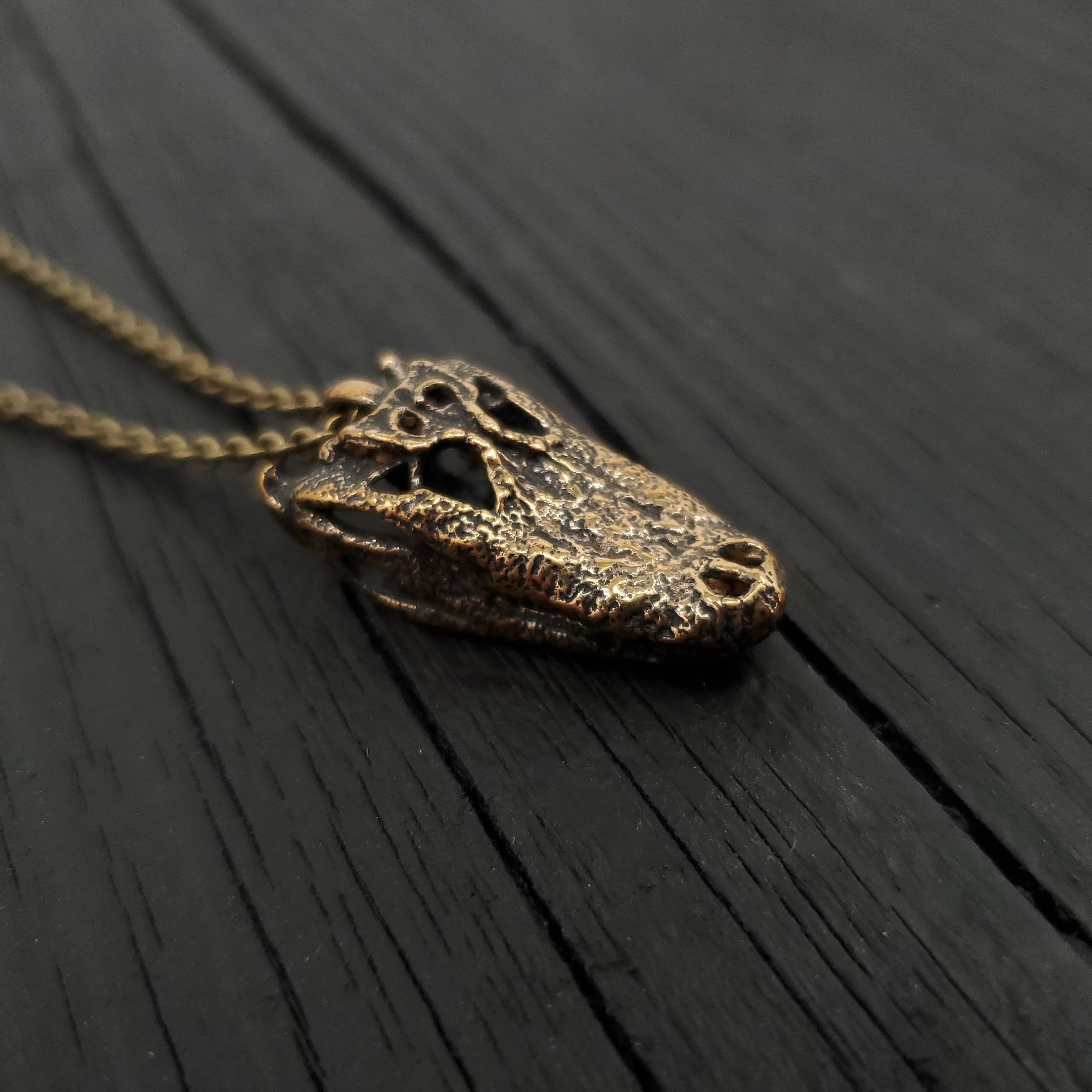 American Alligator Skull Pendant Necklace