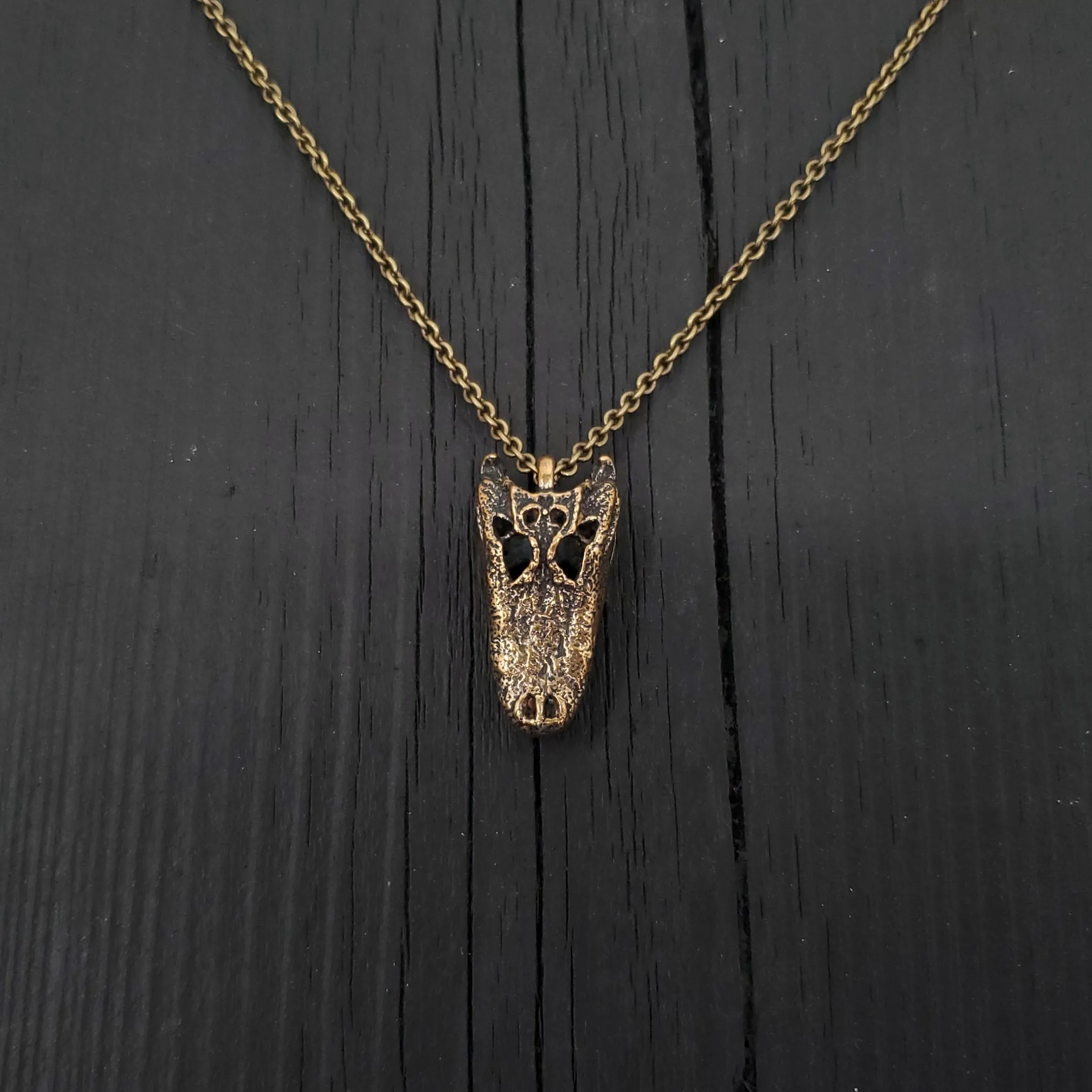 American Alligator Skull Pendant Necklace