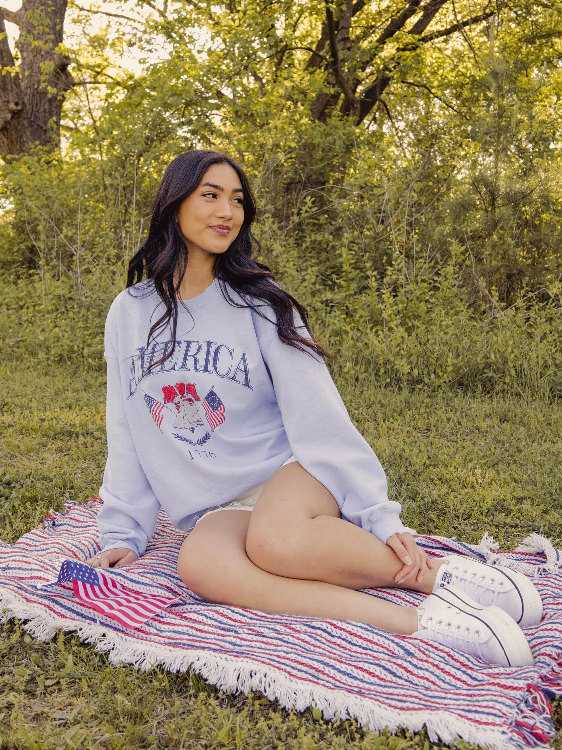 American Bell Light Blue Thrifted Sweatshirt