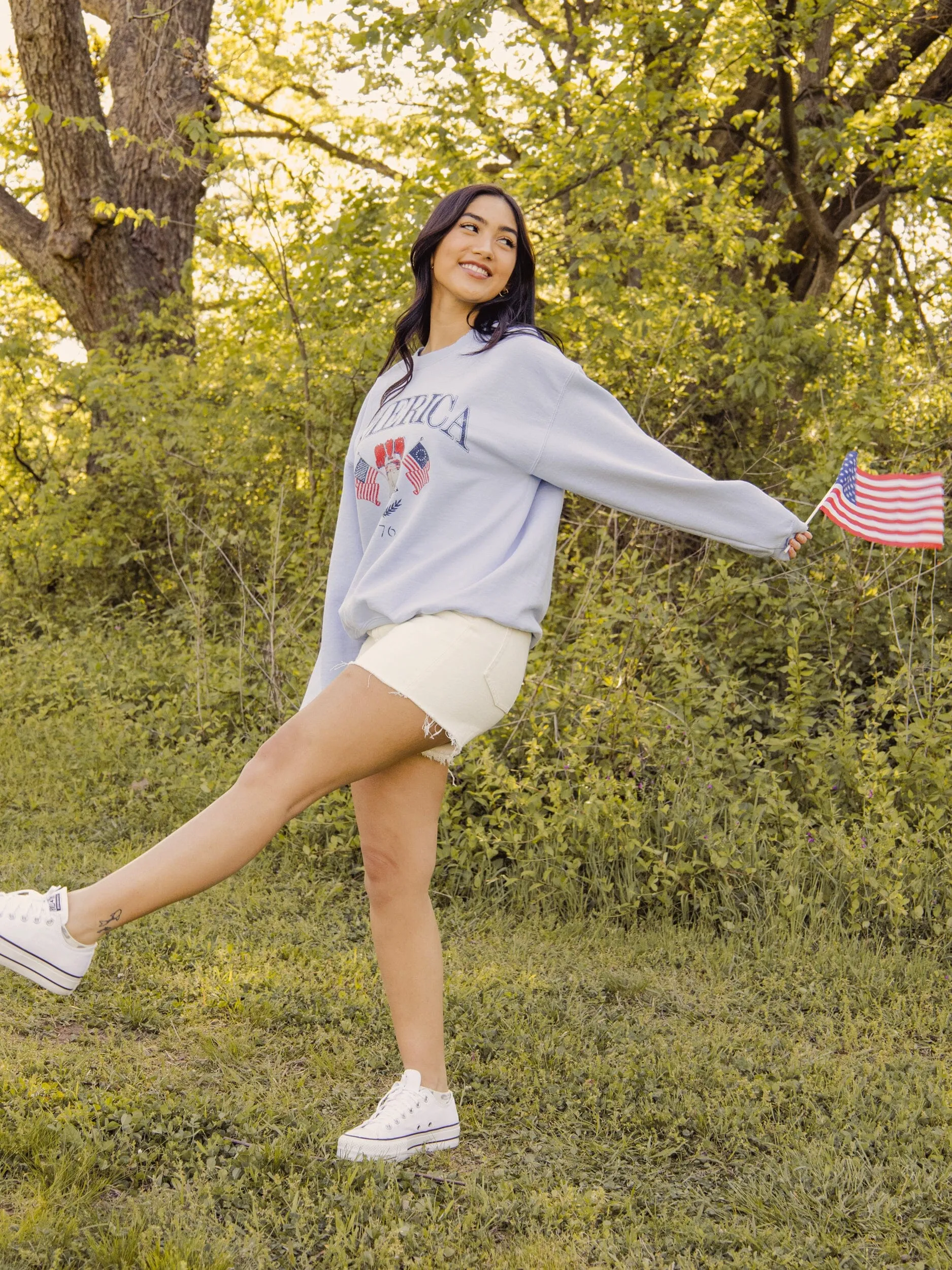 American Bell Light Blue Thrifted Sweatshirt