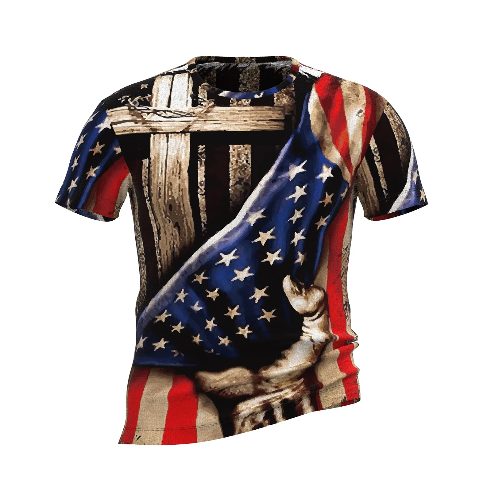 AMERICAN' FLAG CROSS PRINTED TEE