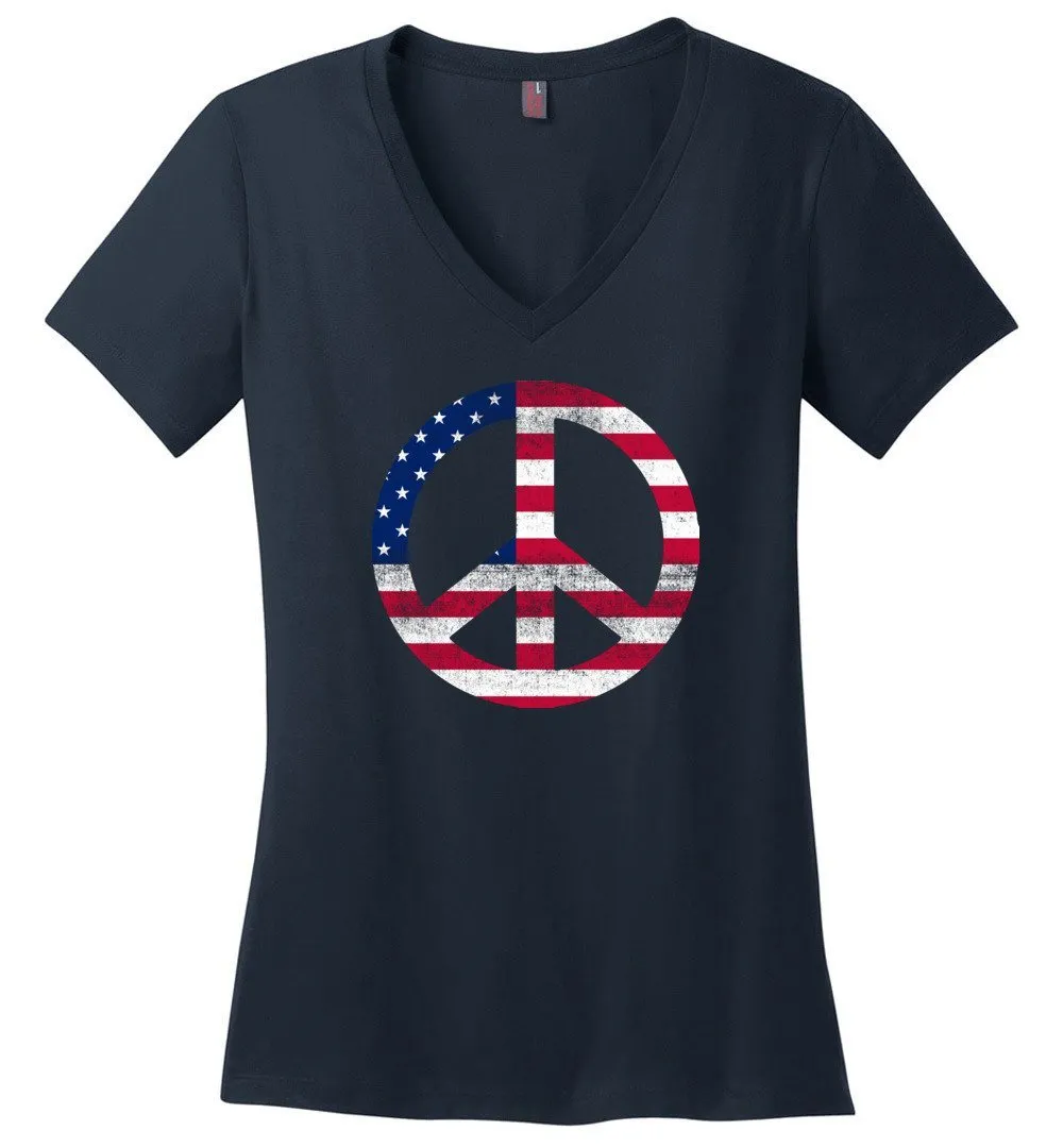 American Peace Sign Vneck