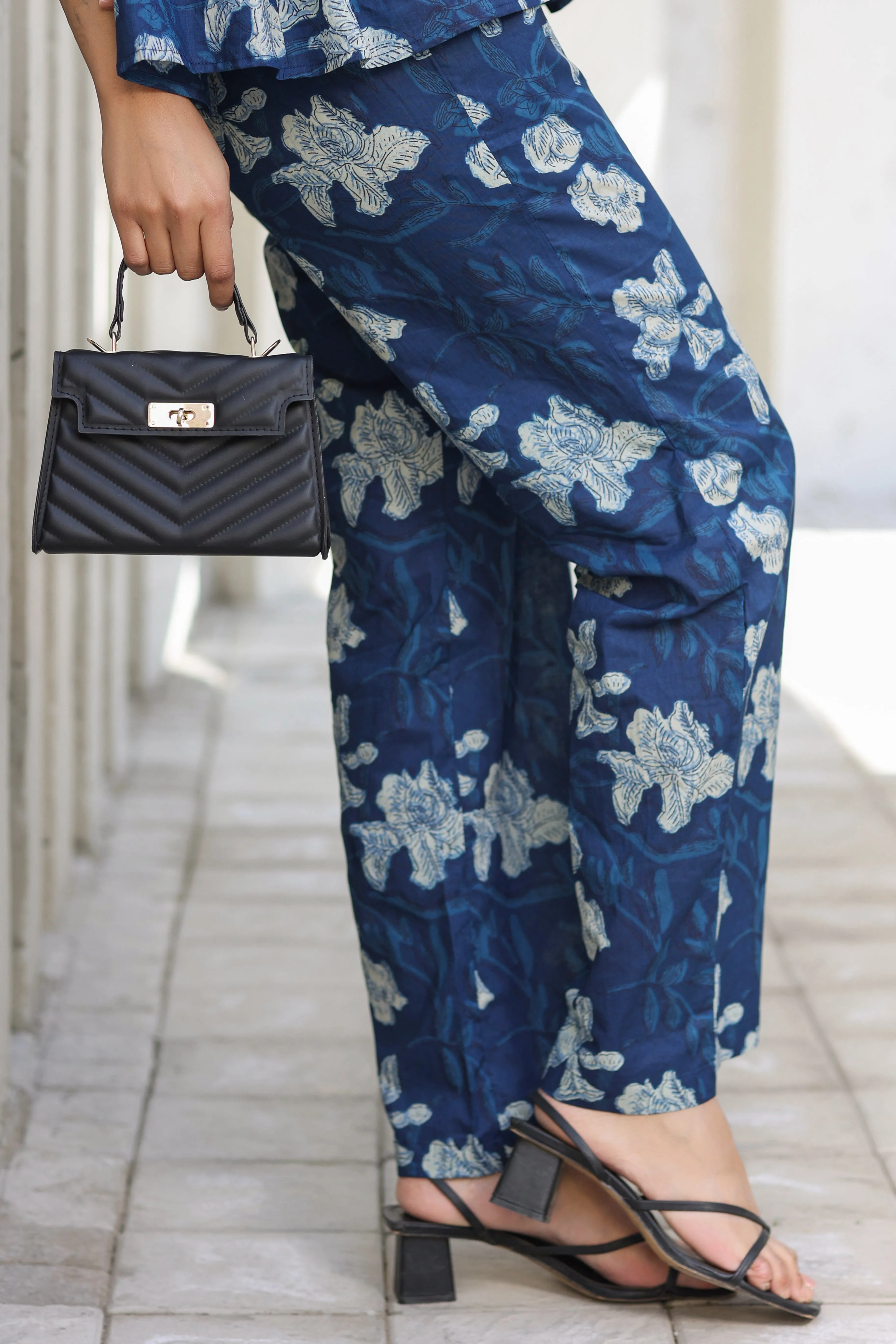 Bagru Florals on Blue Cotton Co-ord set