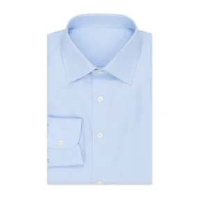 BESPOKE ATHENS Handmade Blue End-on-End Cotton Dress Shirt US 17 EU 43 NEW