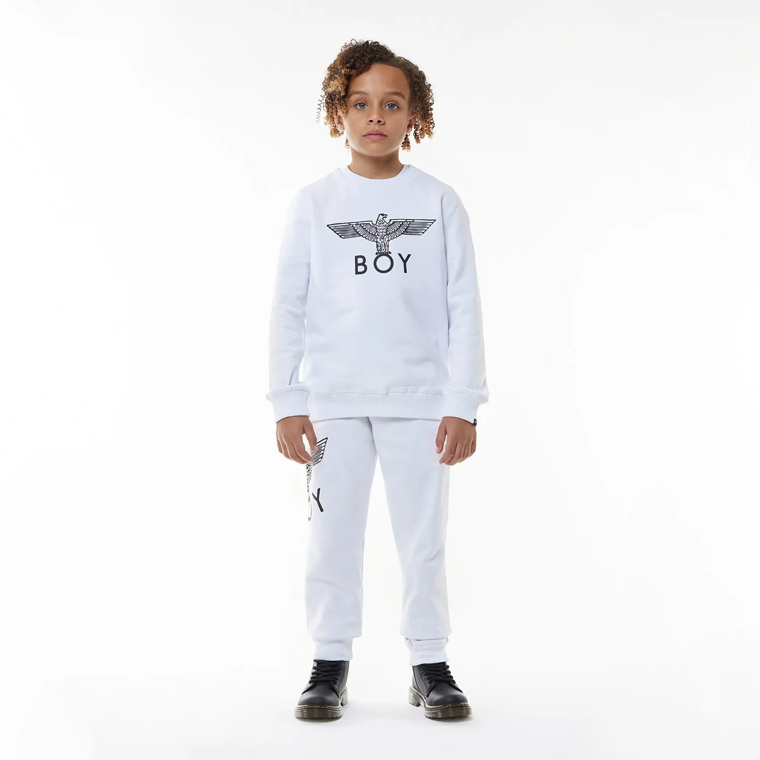 BOY EAGLE KIDS SWEATSHIRT - WHITE / BLACK