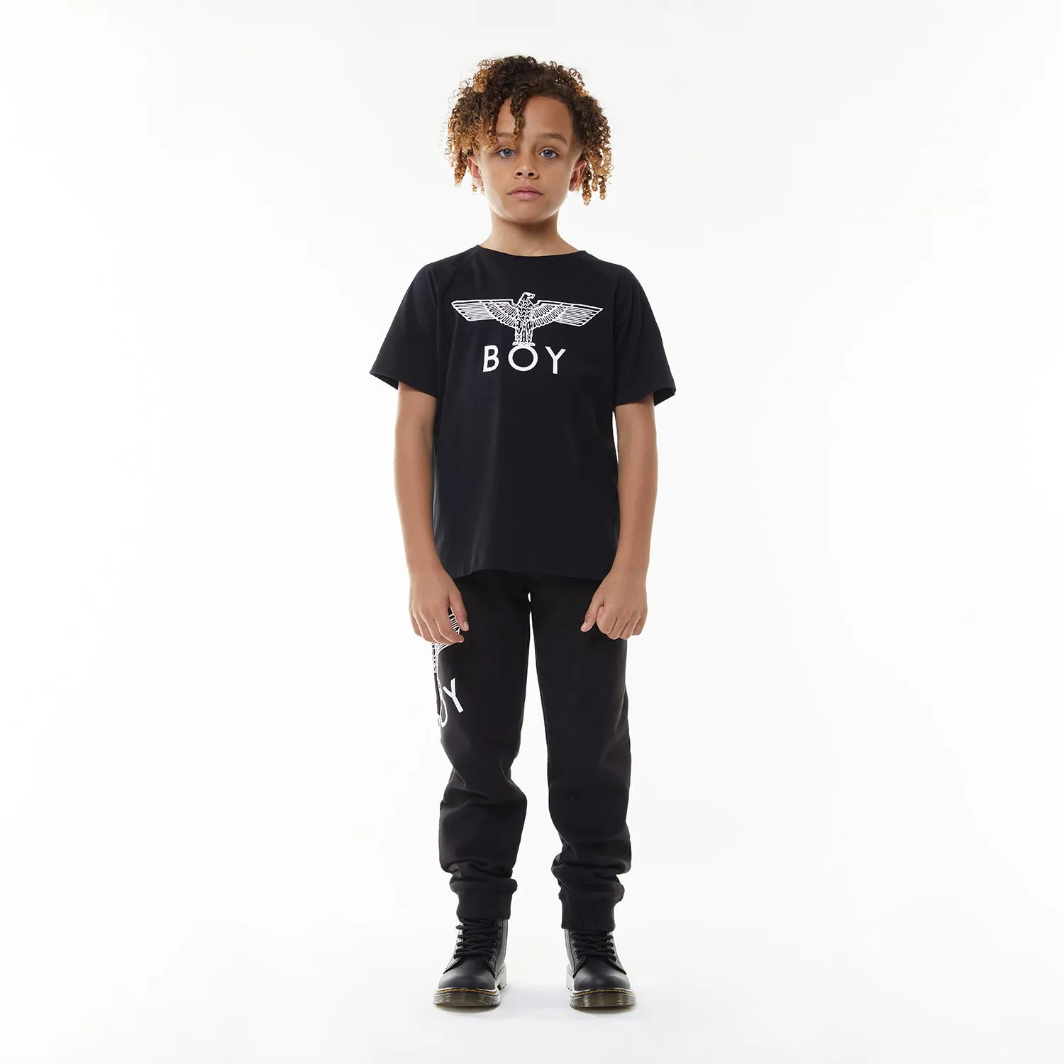 BOY EAGLE KIDS T-SHIRT - BLACK/WHITE