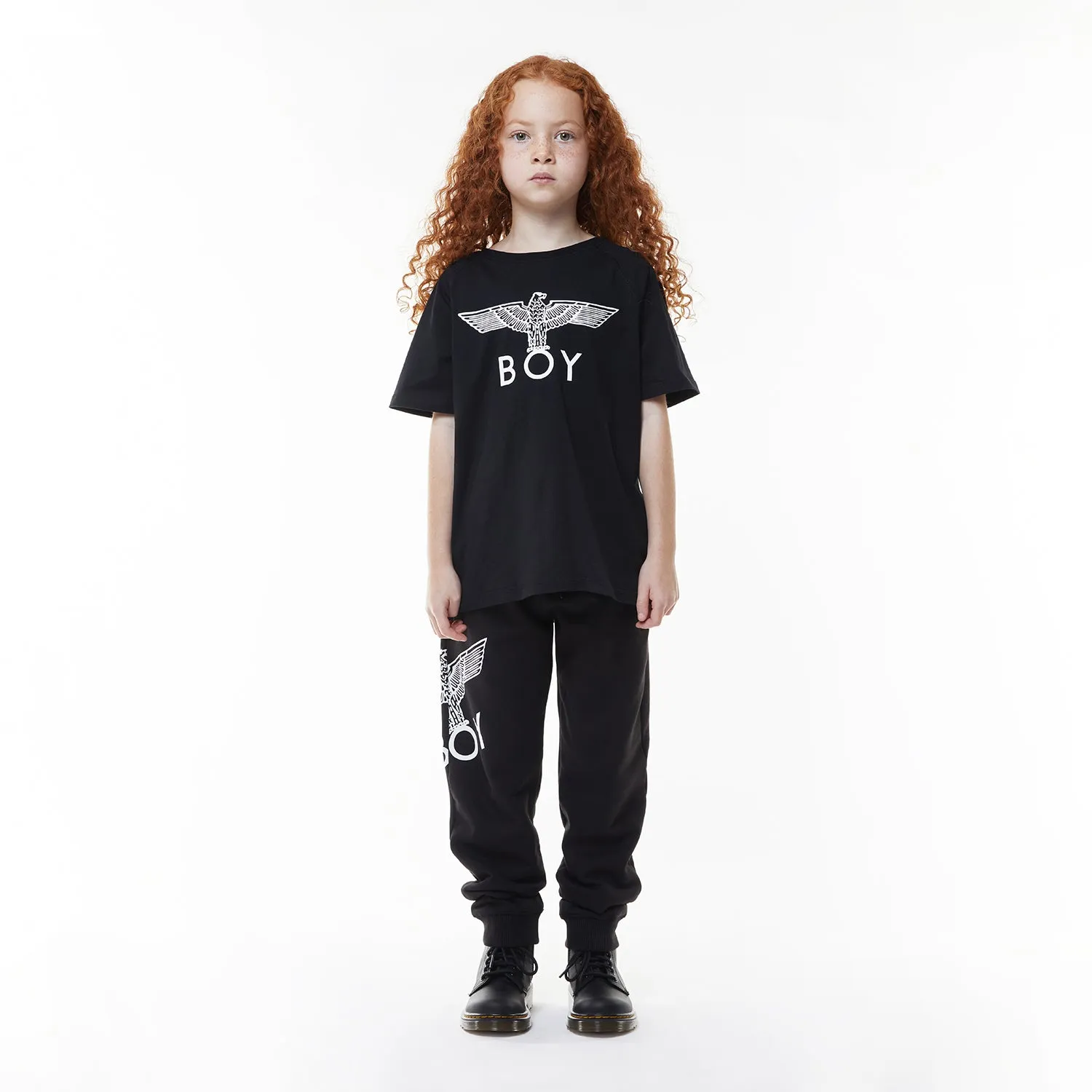 BOY EAGLE KIDS T-SHIRT - BLACK/WHITE