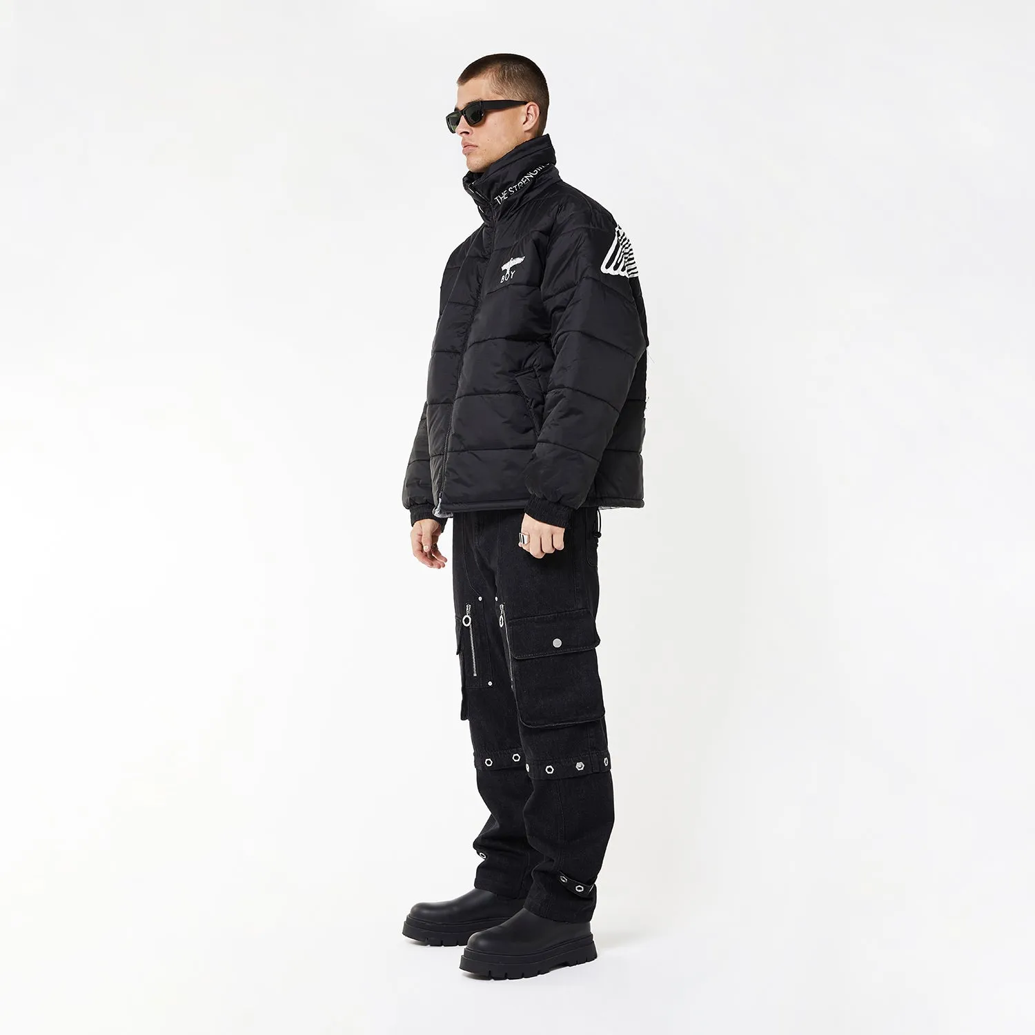 BOY EAGLE REVERSIBLE JACKET - BLACK/SILVER