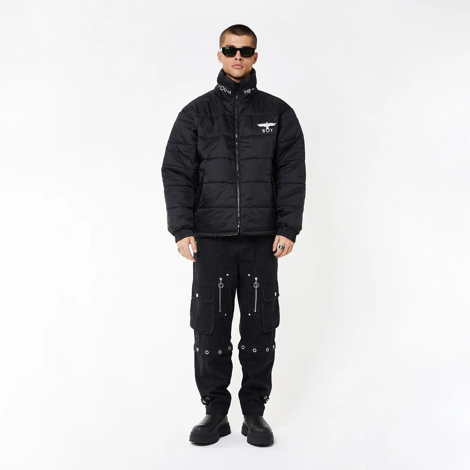 BOY EAGLE REVERSIBLE JACKET - BLACK/SILVER