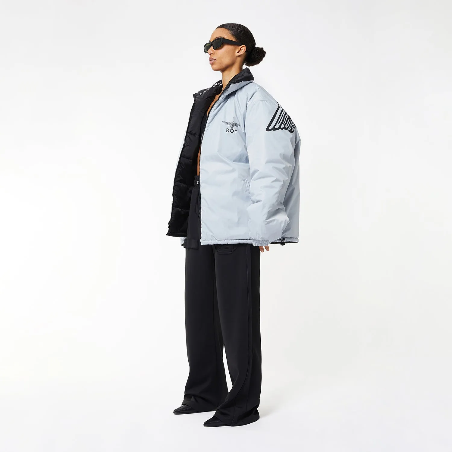 BOY EAGLE REVERSIBLE JACKET - BLACK/SILVER