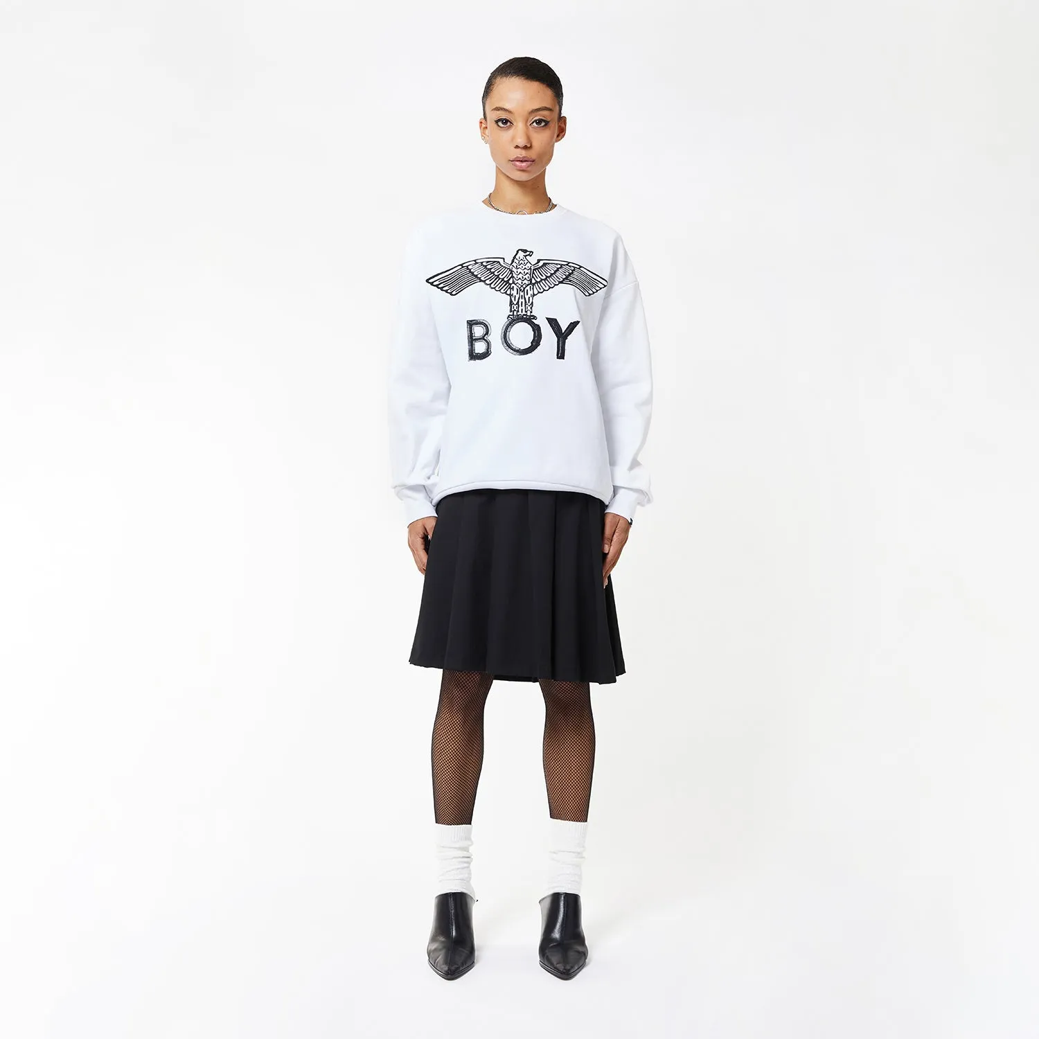 BOY EAGLE SCRIBBLE SWEATSHIRT - WHITE/BLACK