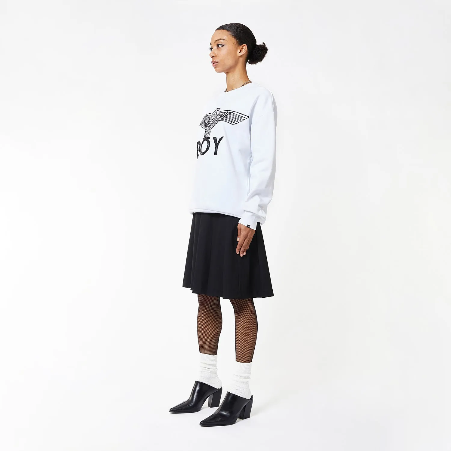 BOY EAGLE SCRIBBLE SWEATSHIRT - WHITE/BLACK