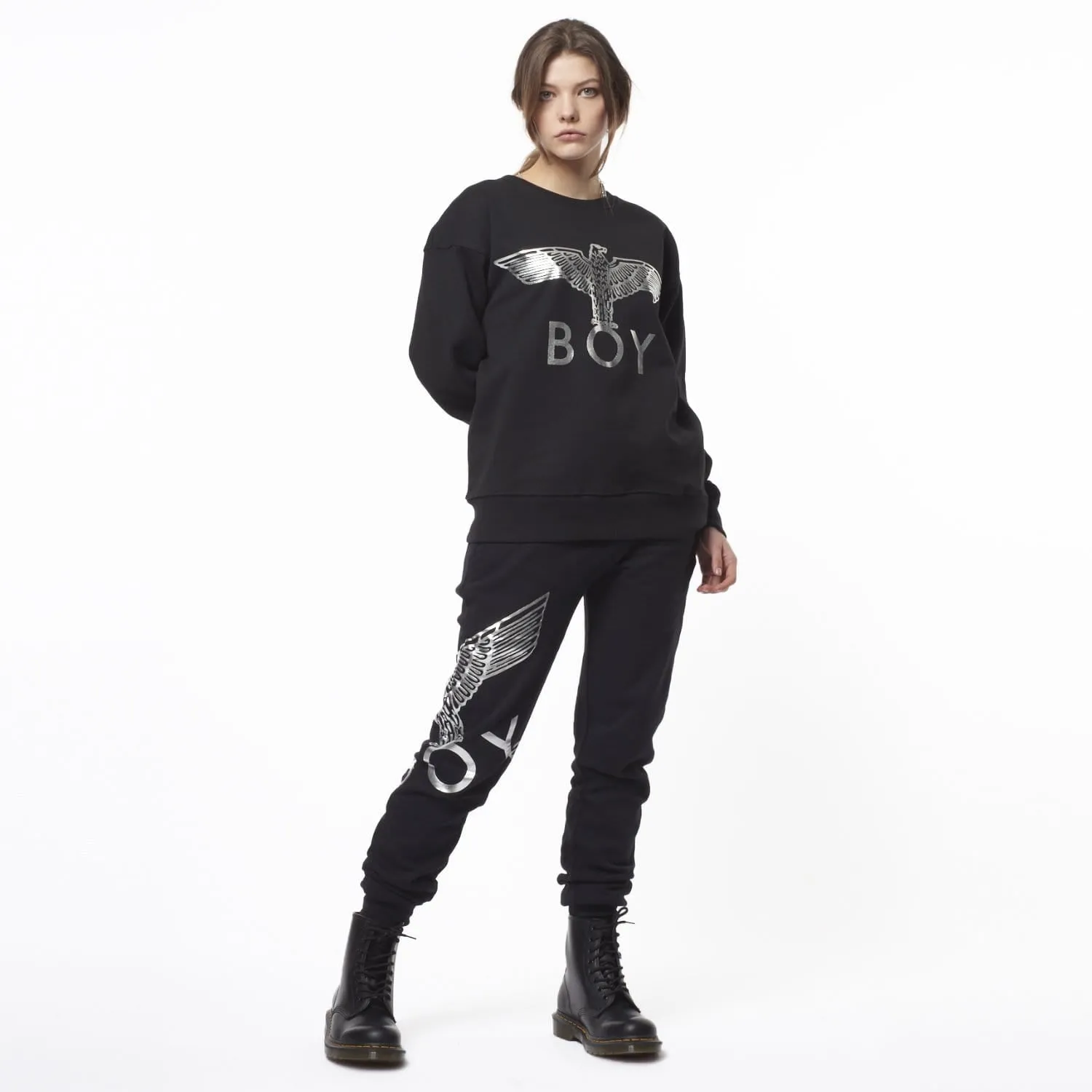 BOY EAGLE SWEATSHIRT - BLACK/SLIVER