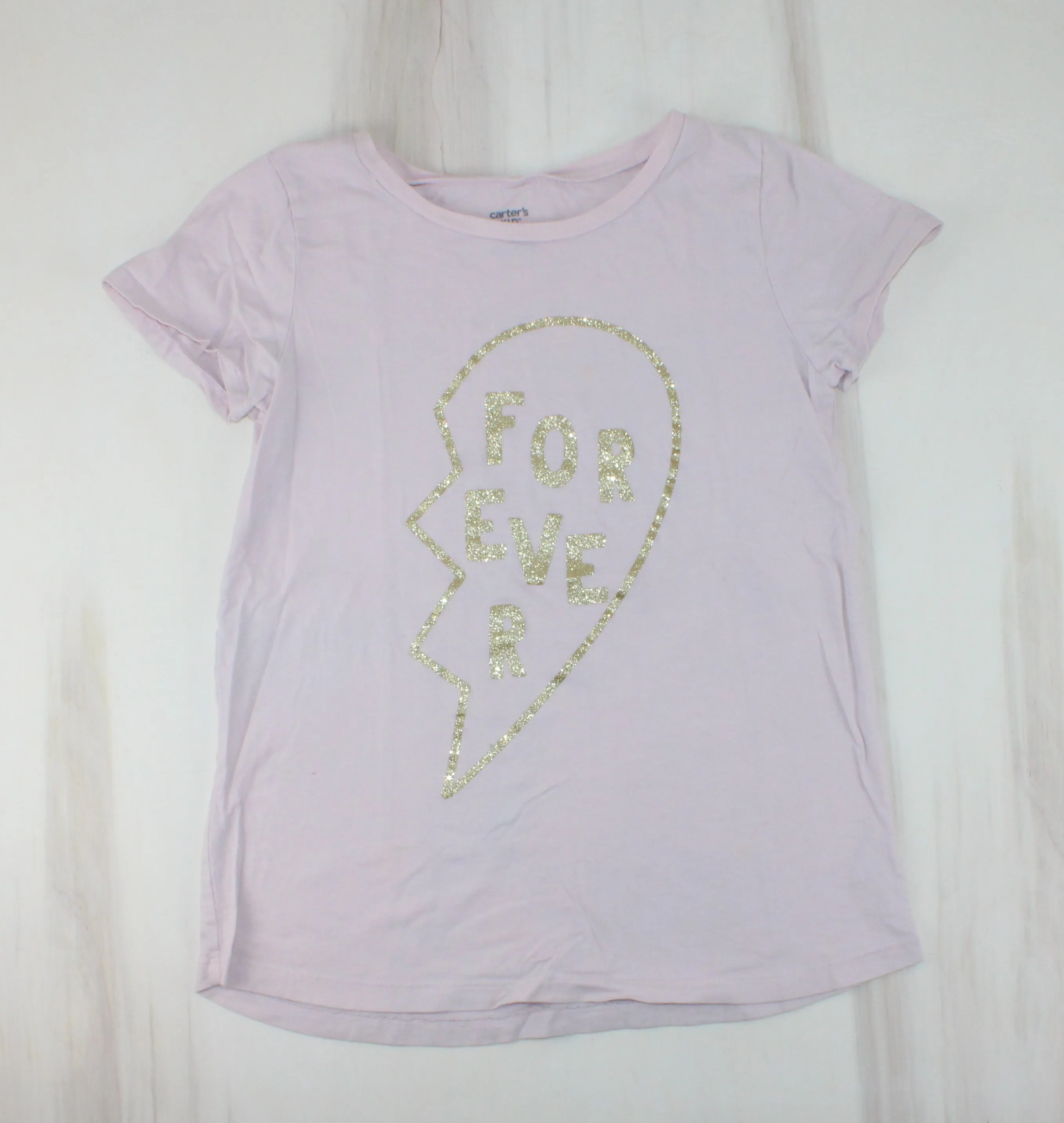 CARTERS "FOREVER" PALE PINK TSHIRT 14Y VGUC