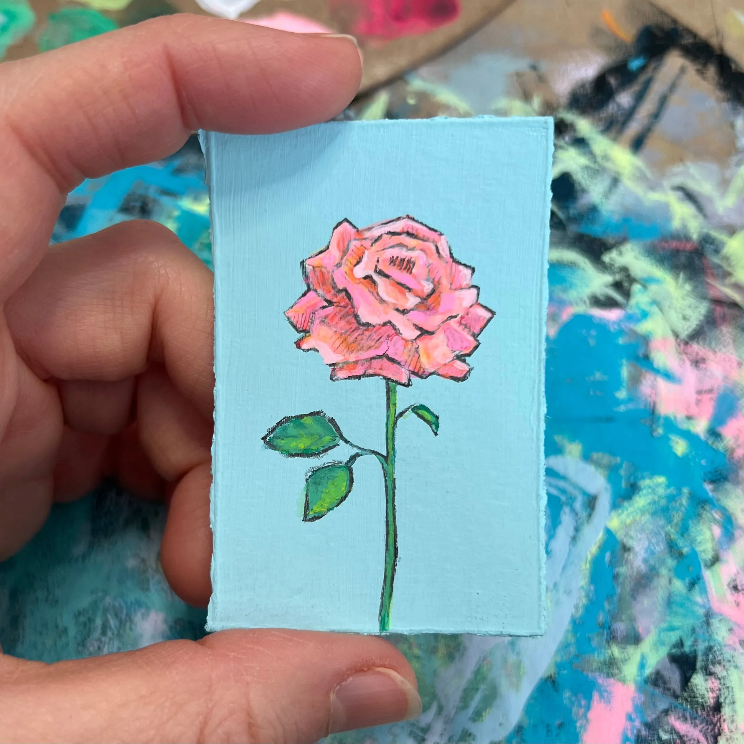 Coral Rose on Turquoise