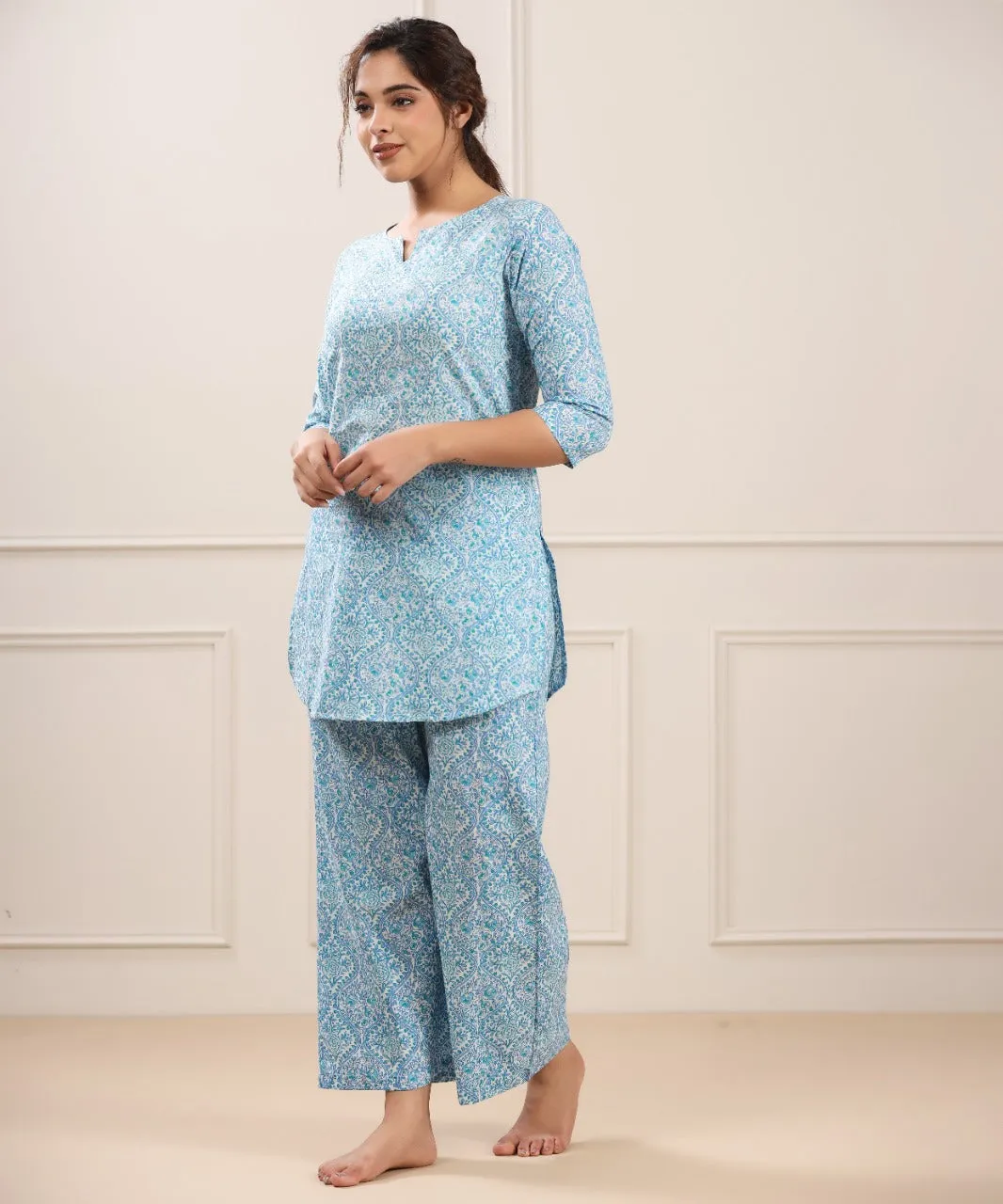 Coromandel on White Cotton Loungewear Set