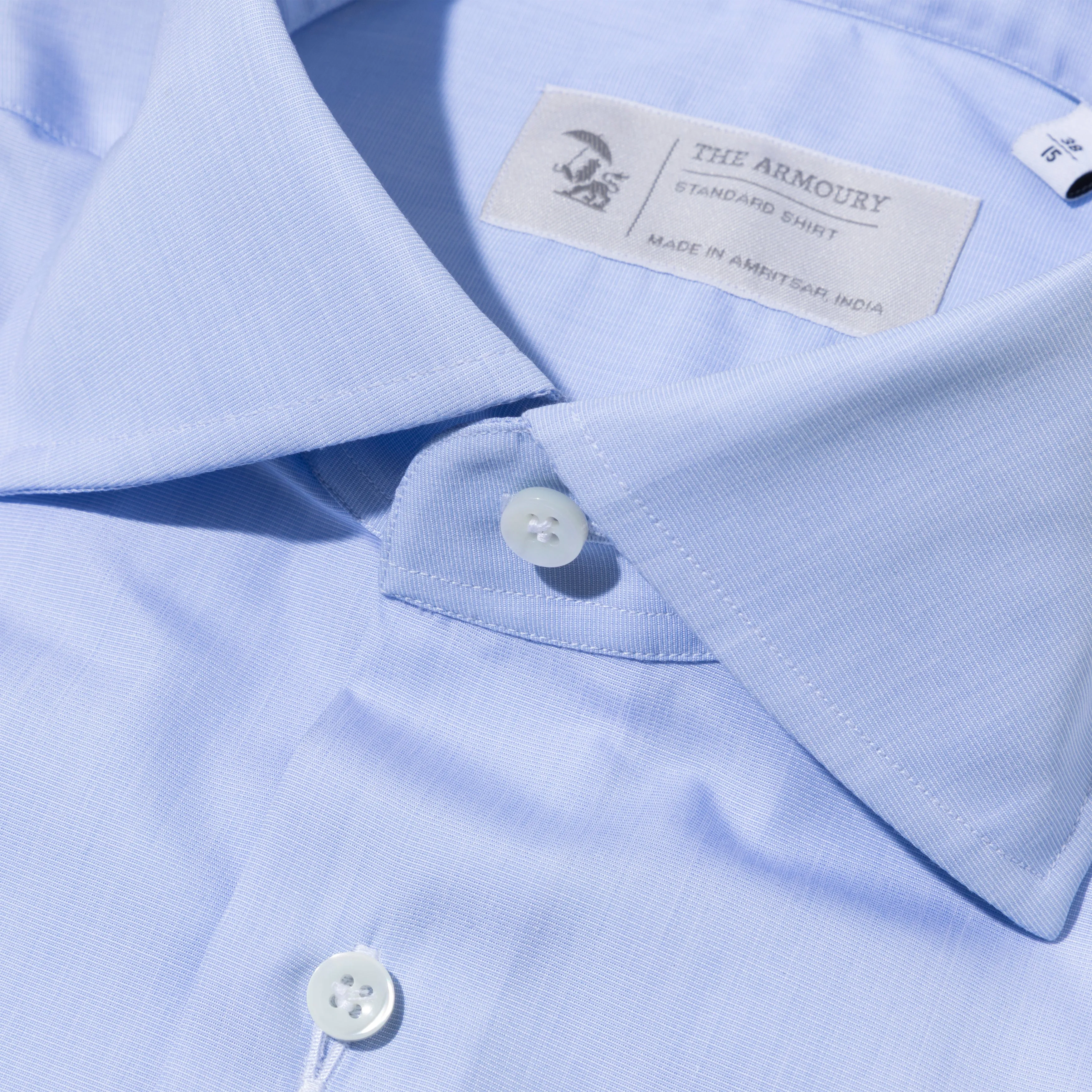 Cotton End-on-End Spread Collar Shirt