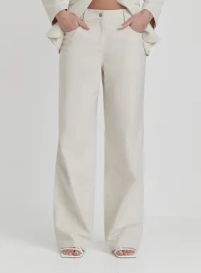 Cream Linen Look Straight Leg Trouser- Liana