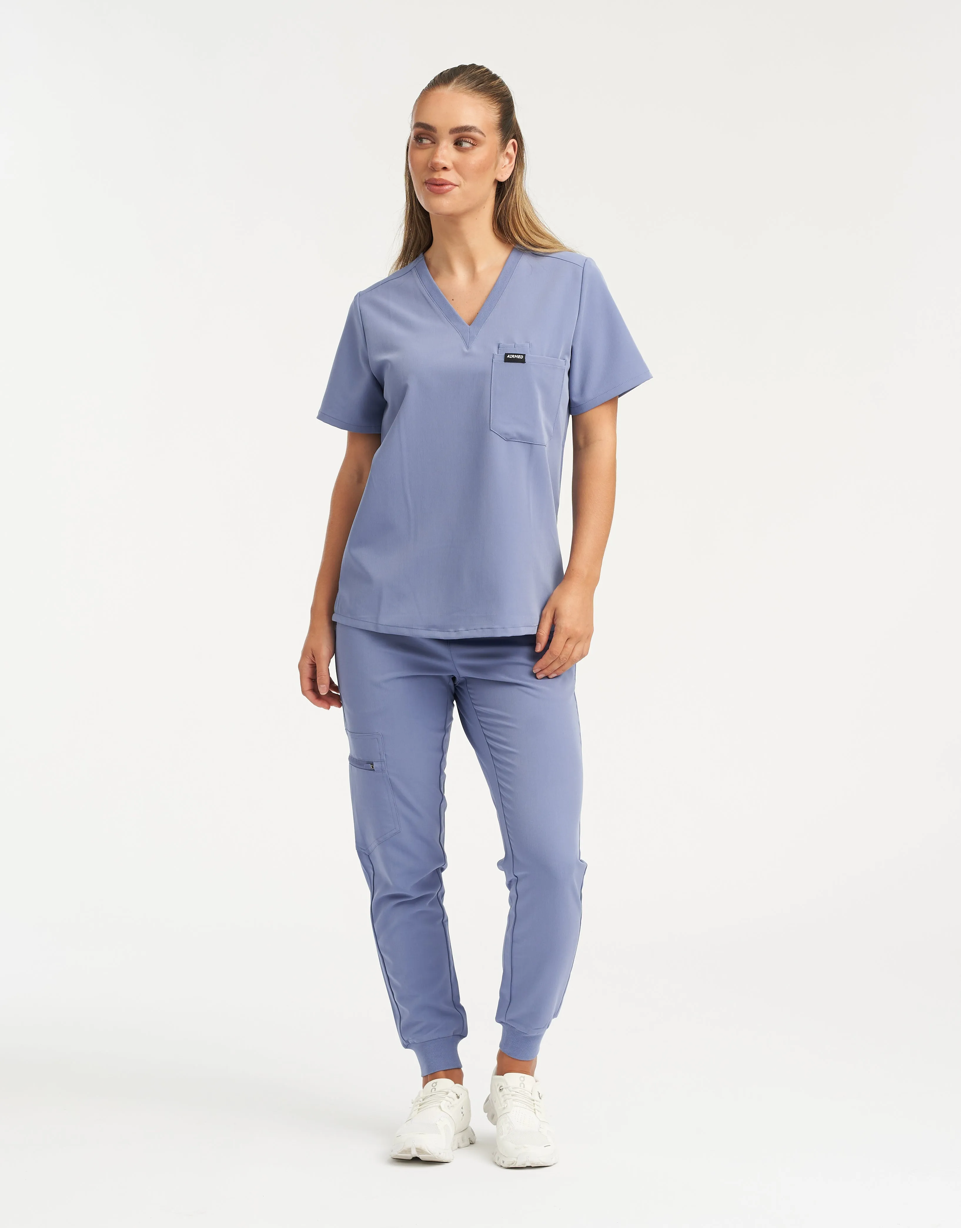 Essential One Pocket V Neck Scrub Top - Nova Blue