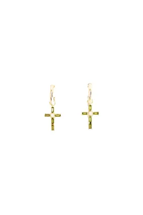 F H Studios - Crystal Cross Drop Earrings