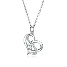 'Forever Love' CZ & Sterling Silver Heart Pendant Necklace