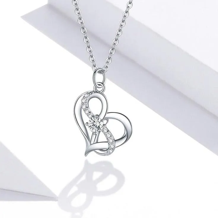 'Forever Love' CZ & Sterling Silver Heart Pendant Necklace