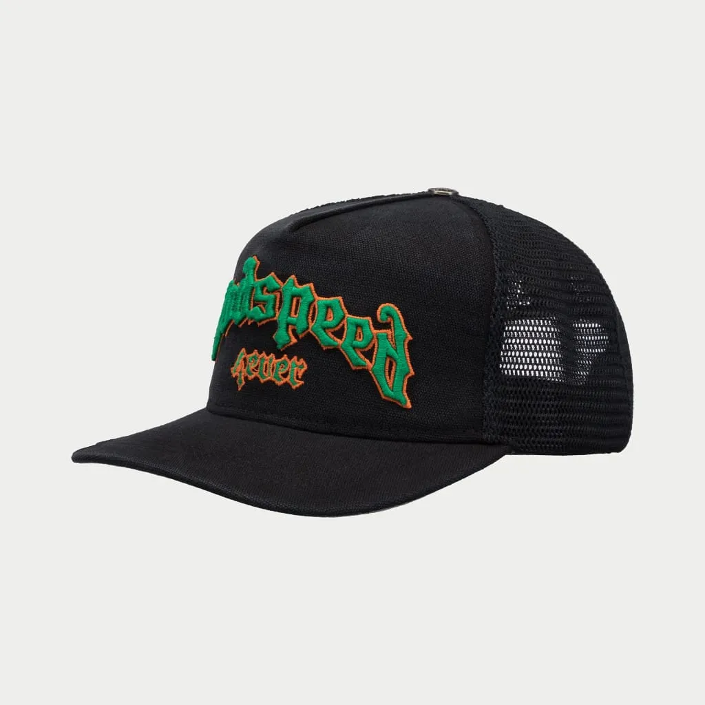 GodSpeed FOREVER TRUCKER HAT (Vintage Black/Green/Orange)