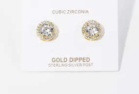 Gold Crystal Stud Earrings-M H W ACCESSORIES