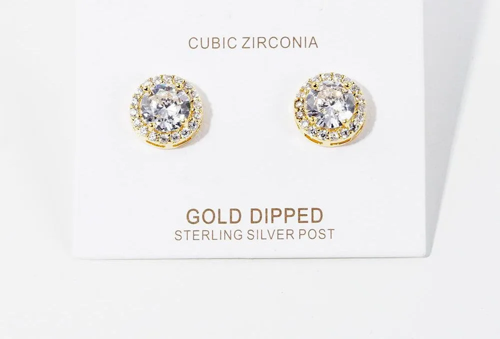 Gold Crystal Stud Earrings-M H W ACCESSORIES