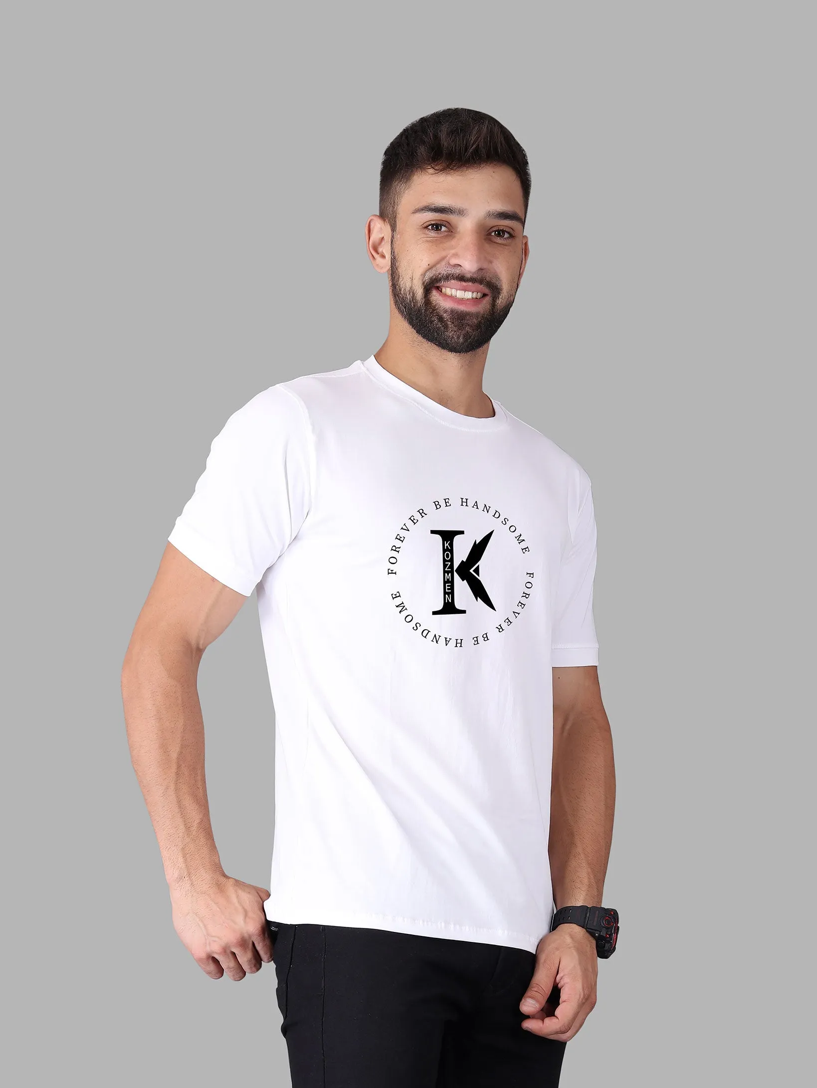 K Round Forever Be Handsome Crew Neck T-Shirt