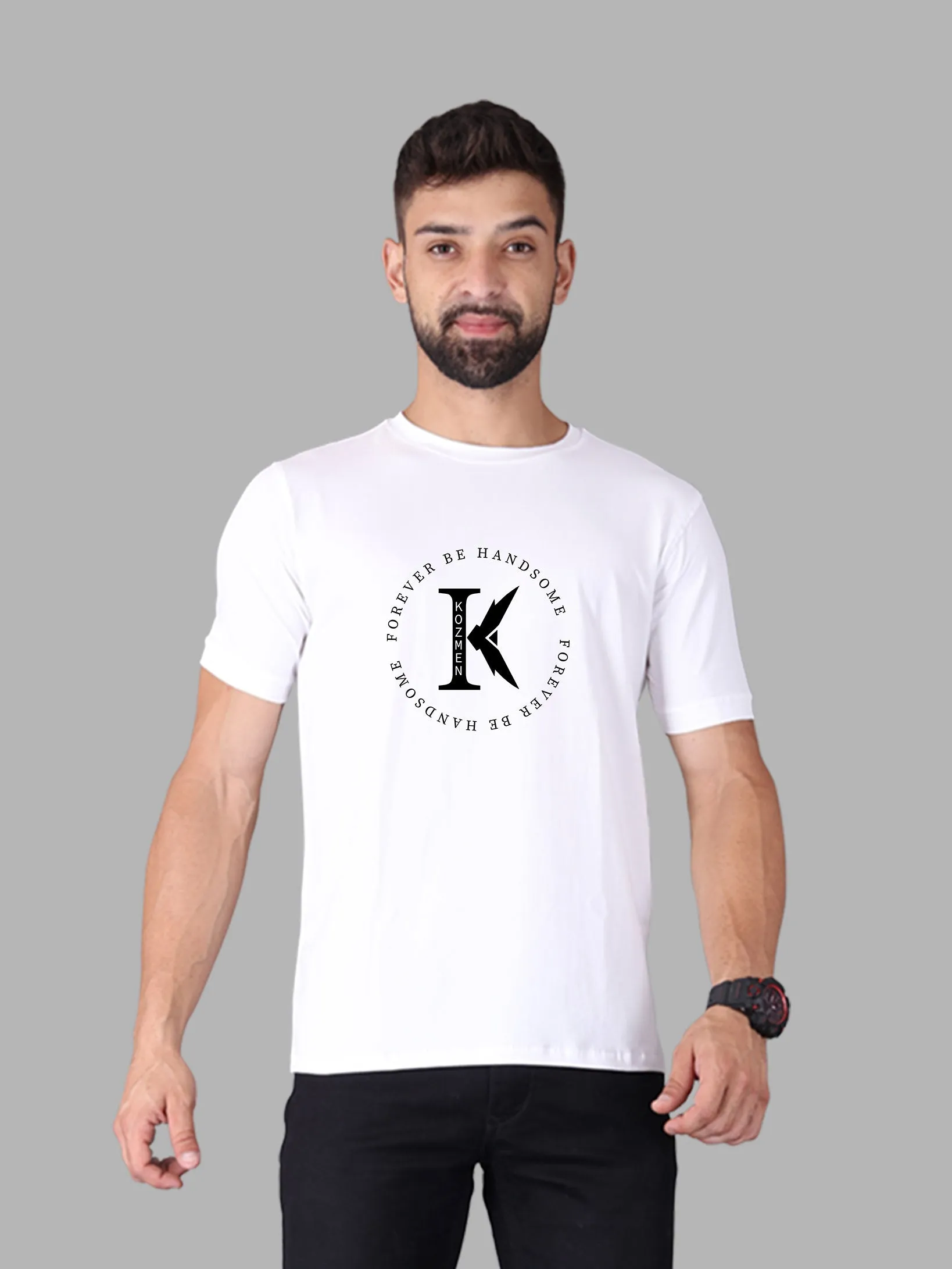 K Round Forever Be Handsome Crew Neck T-Shirt