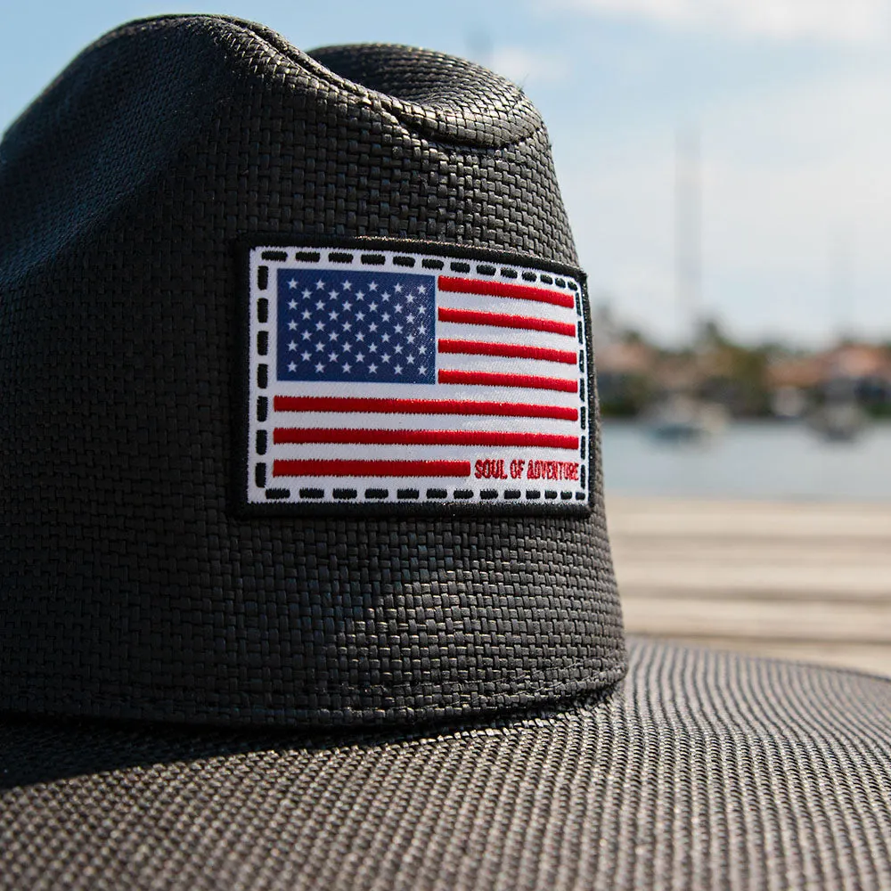 Keys Straw Hat | American Flag | Black