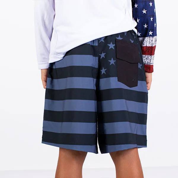 Kids Swim Trunks | Blackout American Flag