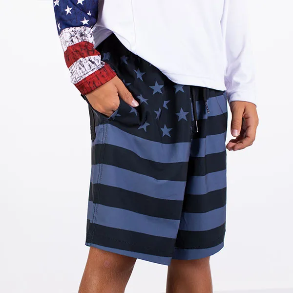 Kids Swim Trunks | Blackout American Flag