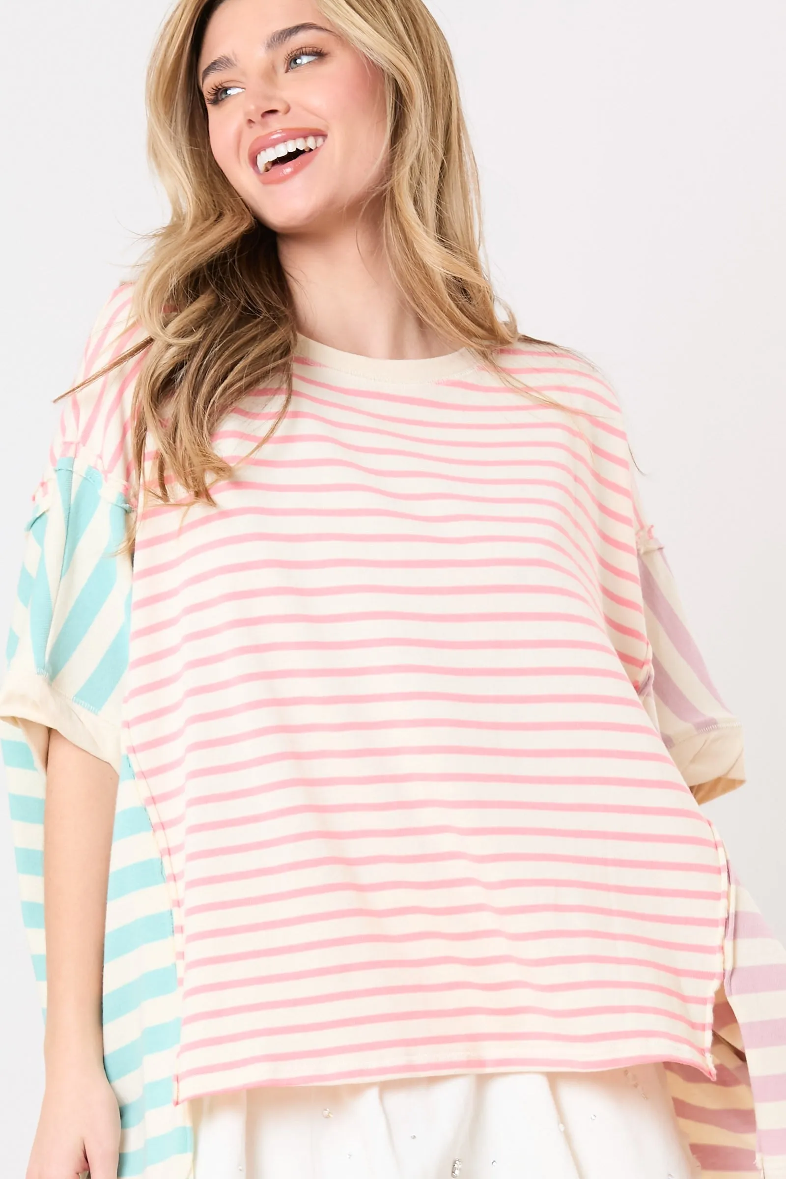 'Look Again' Top - Pink/Mint