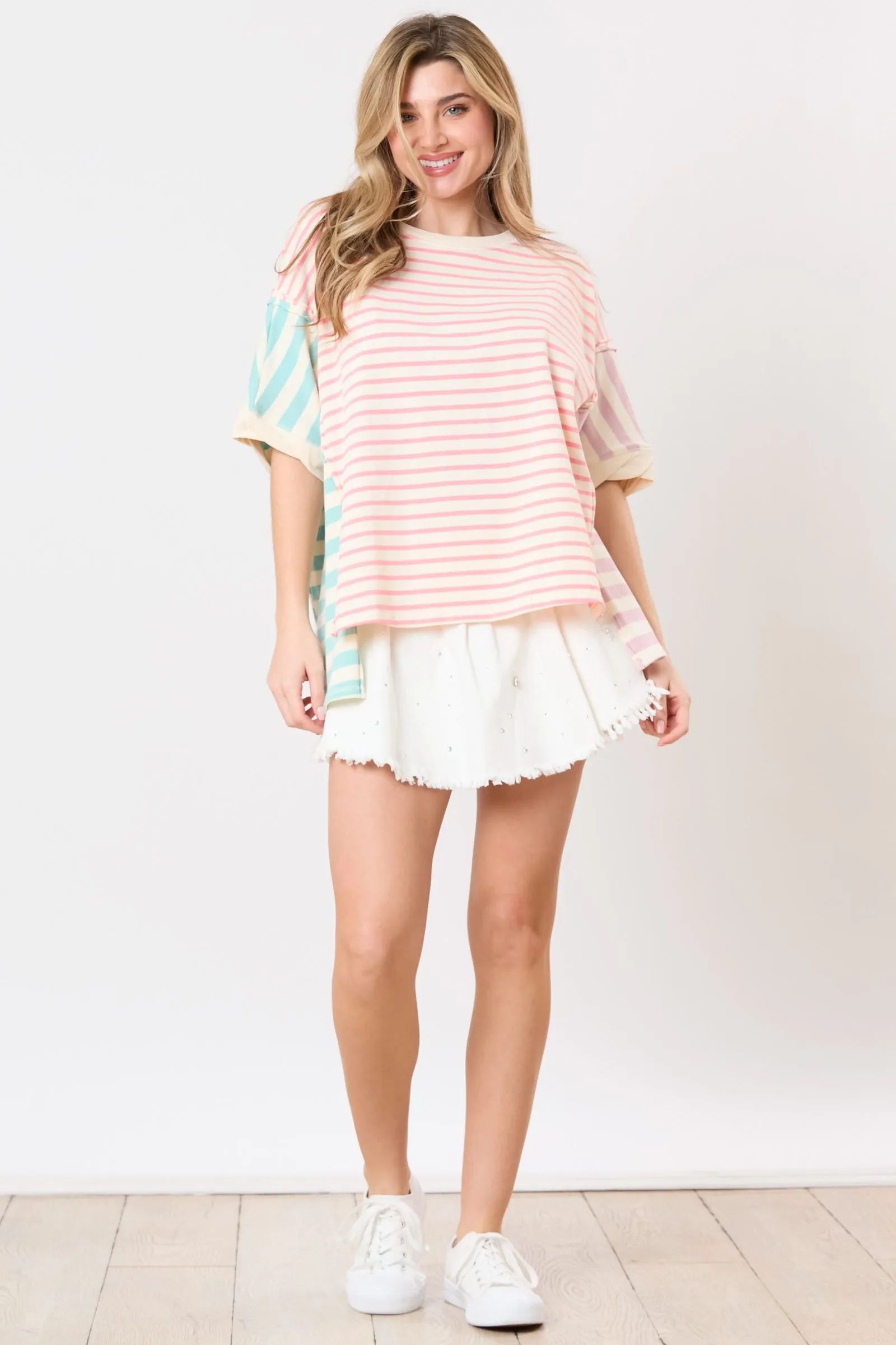 'Look Again' Top - Pink/Mint