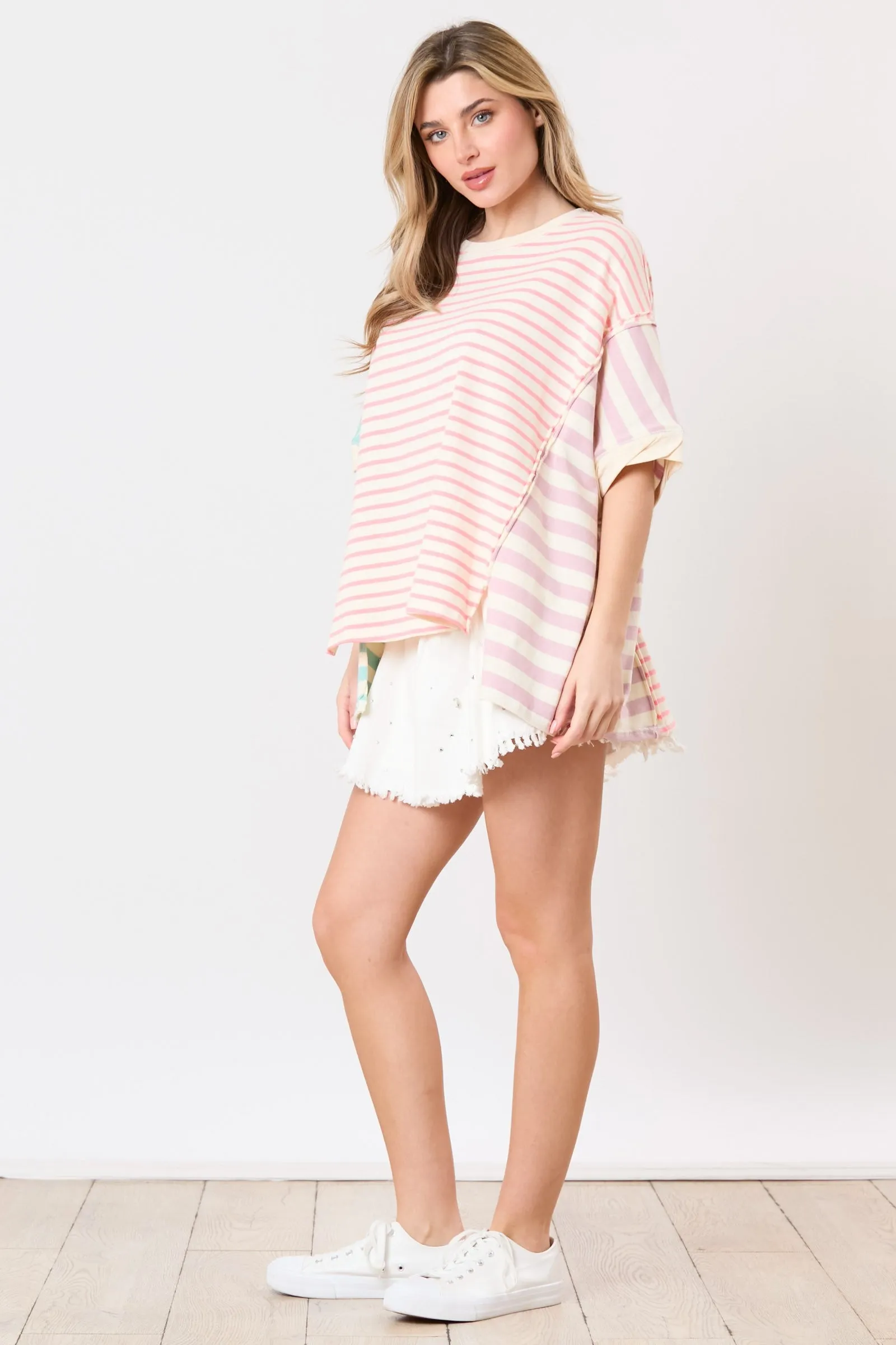 'Look Again' Top - Pink/Mint