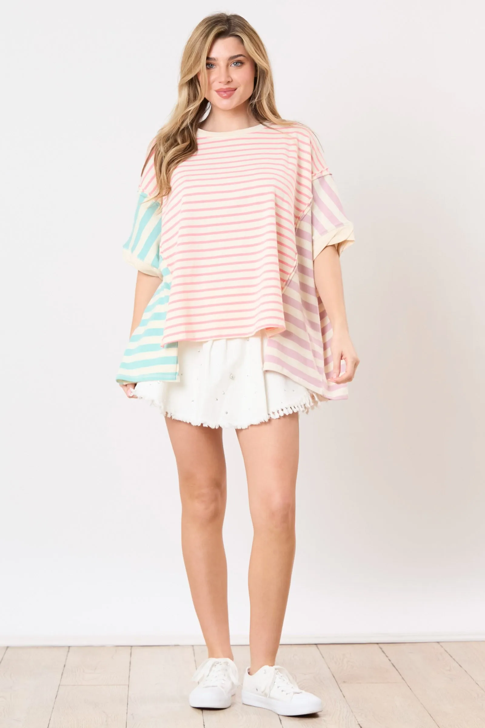 'Look Again' Top - Pink/Mint