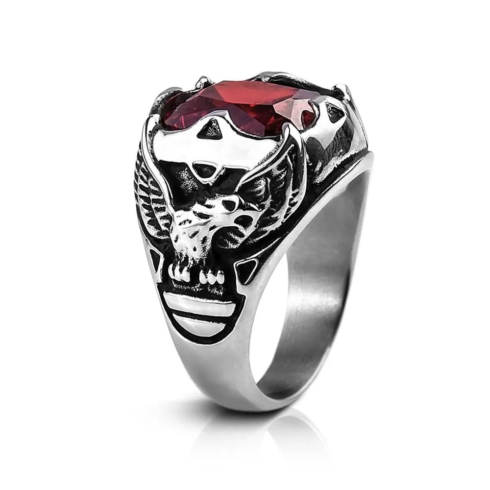 Men's Red Eagle Stone Ring