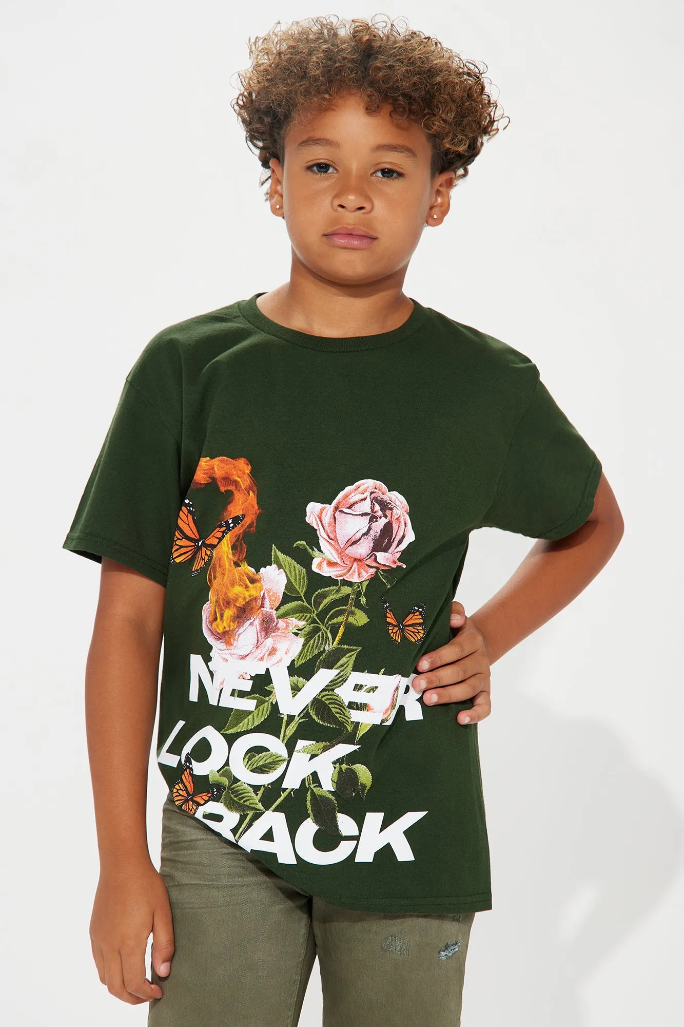 Mini Never Look Back Short Sleeve Tee - Olive