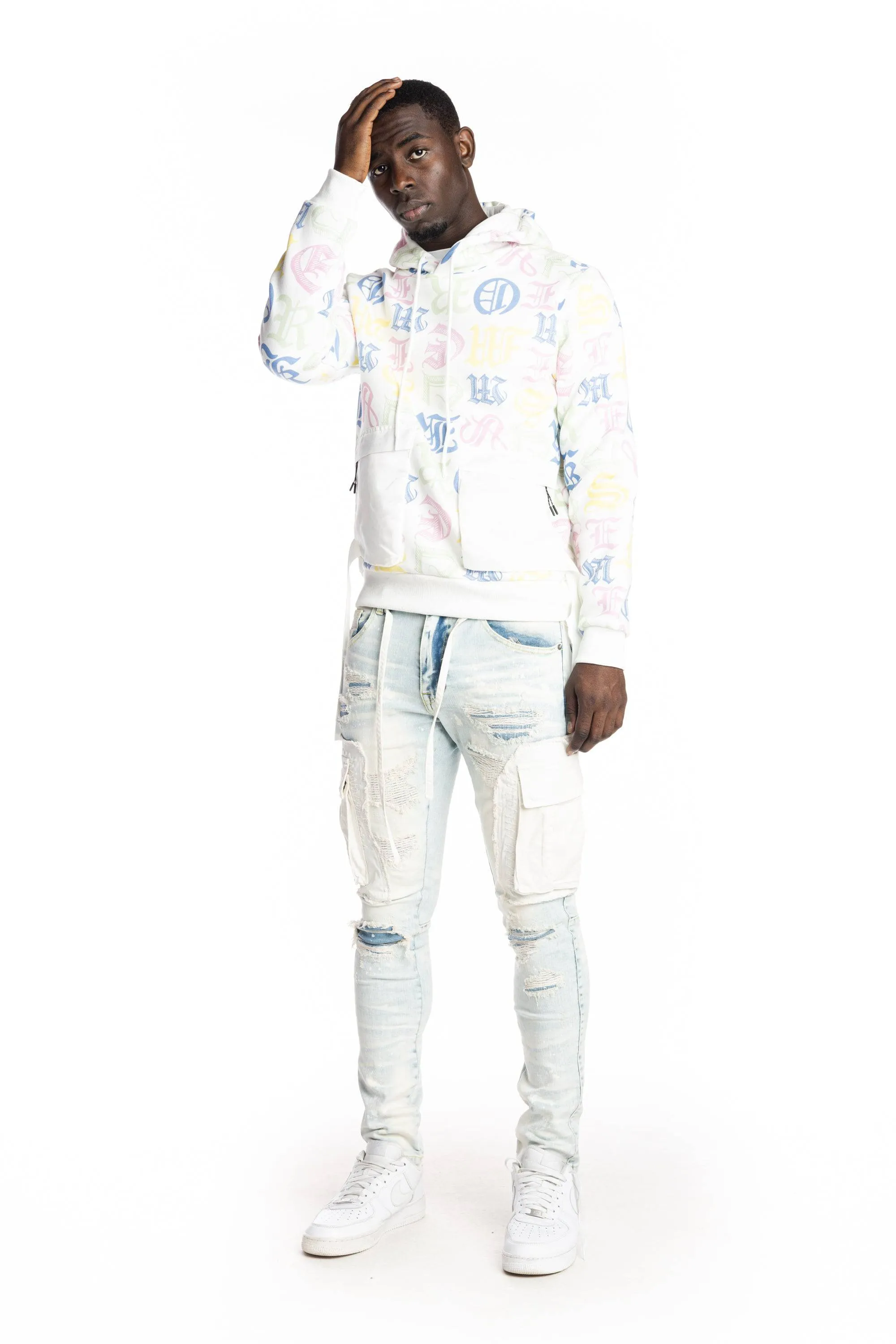 Monogram Fashion Hoodie - White/Multi