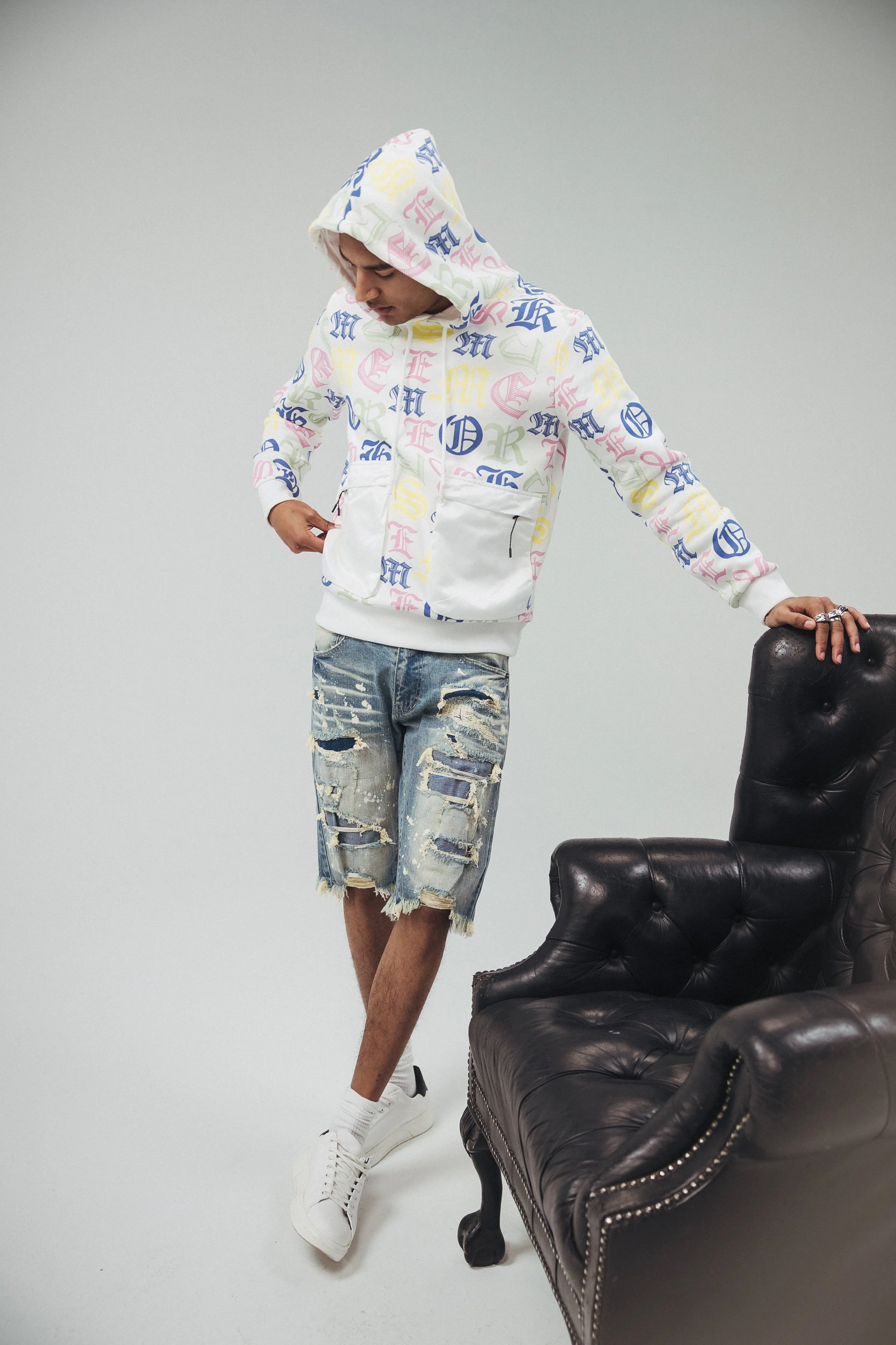 Monogram Fashion Hoodie - White/Multi