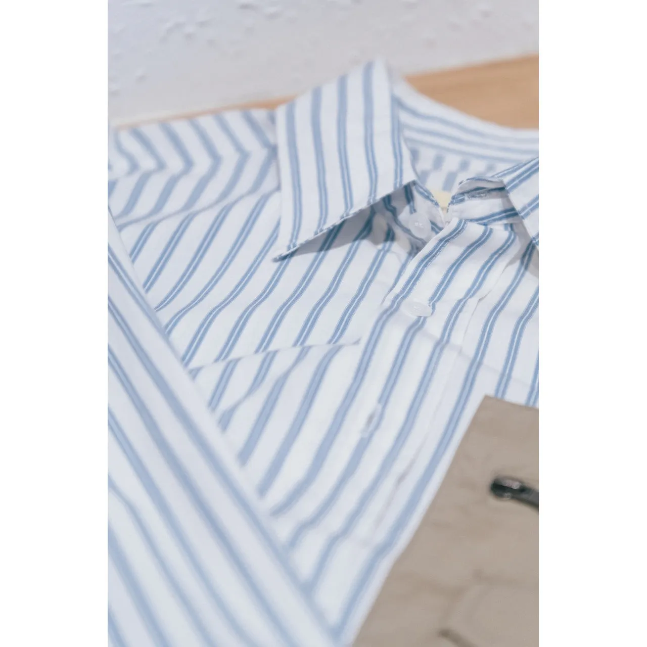 OLDISM OLD/SM  PATCH STRIPE SHIRT-LIGHT BLUE