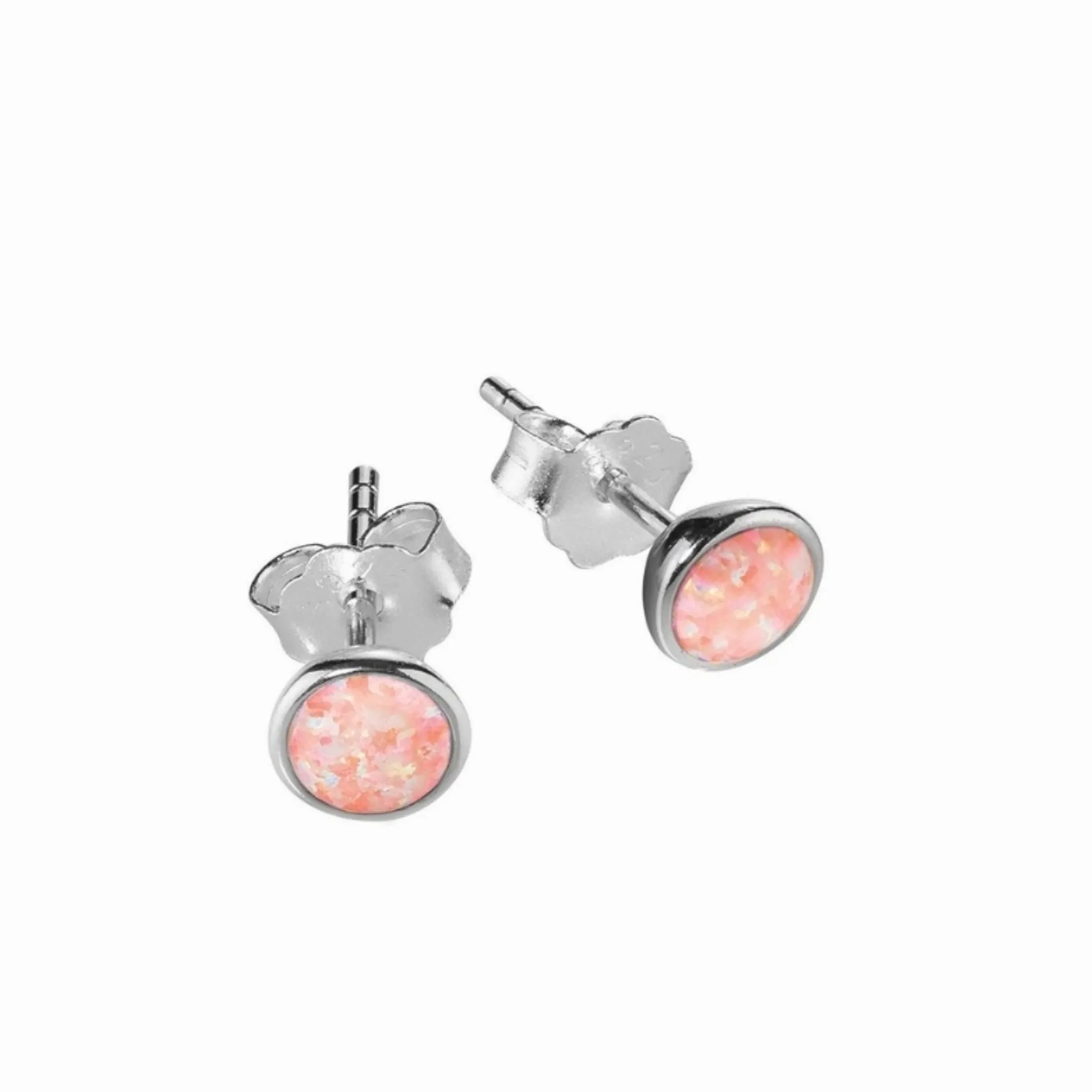 Opal look stud earrings Pink in Silver