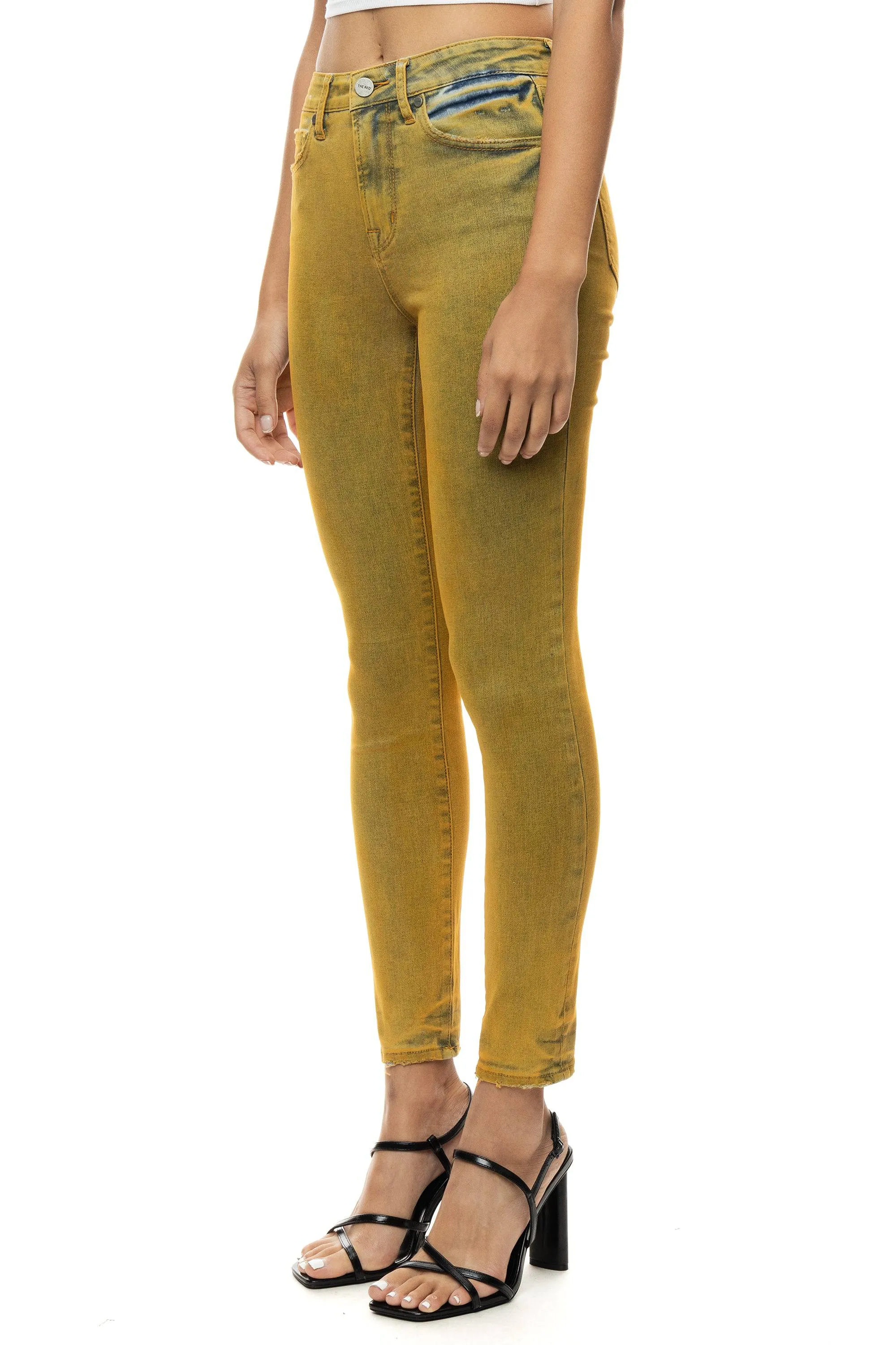 Over Spray Fashion Denim Pants - Yellow