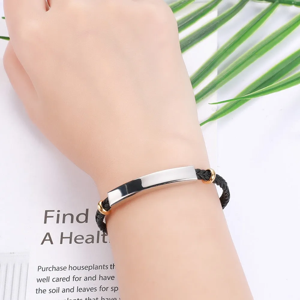 Personalized Leather Stainless Steel Fashion Bracelet